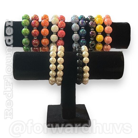 Colorful Big Round Plastic Beads Bracelet Collection - Vibrant Variety - Picture 1 of 12